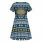 Sierra Leone Christmas Kid Short Sleeve Dress Ornamental Coat of Arms and Festive Motif - African Pride