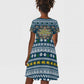 Sierra Leone Christmas Kid Short Sleeve Dress Ornamental Coat of Arms and Festive Motif - African Pride