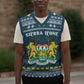 Sierra Leone Christmas Knitted V-Neck Vest Ornamental Coat of Arms and Festive Motif - African Pride