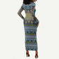 Sierra Leone Christmas Long Sleeve Bodycon Dress Ornamental Coat of Arms and Festive Motif - African Pride
