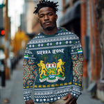 Sierra Leone Christmas Long Sleeve Shirt Ornamental Coat of Arms and Festive Motif - African Pride