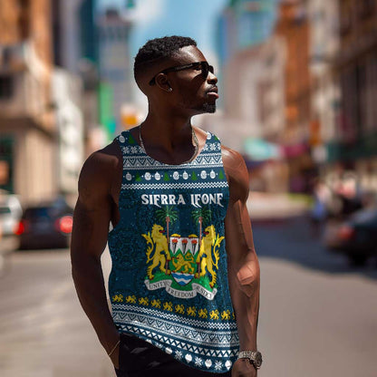 Sierra Leone Christmas Men Tank Top Ornamental Coat of Arms and Festive Motif - African Pride