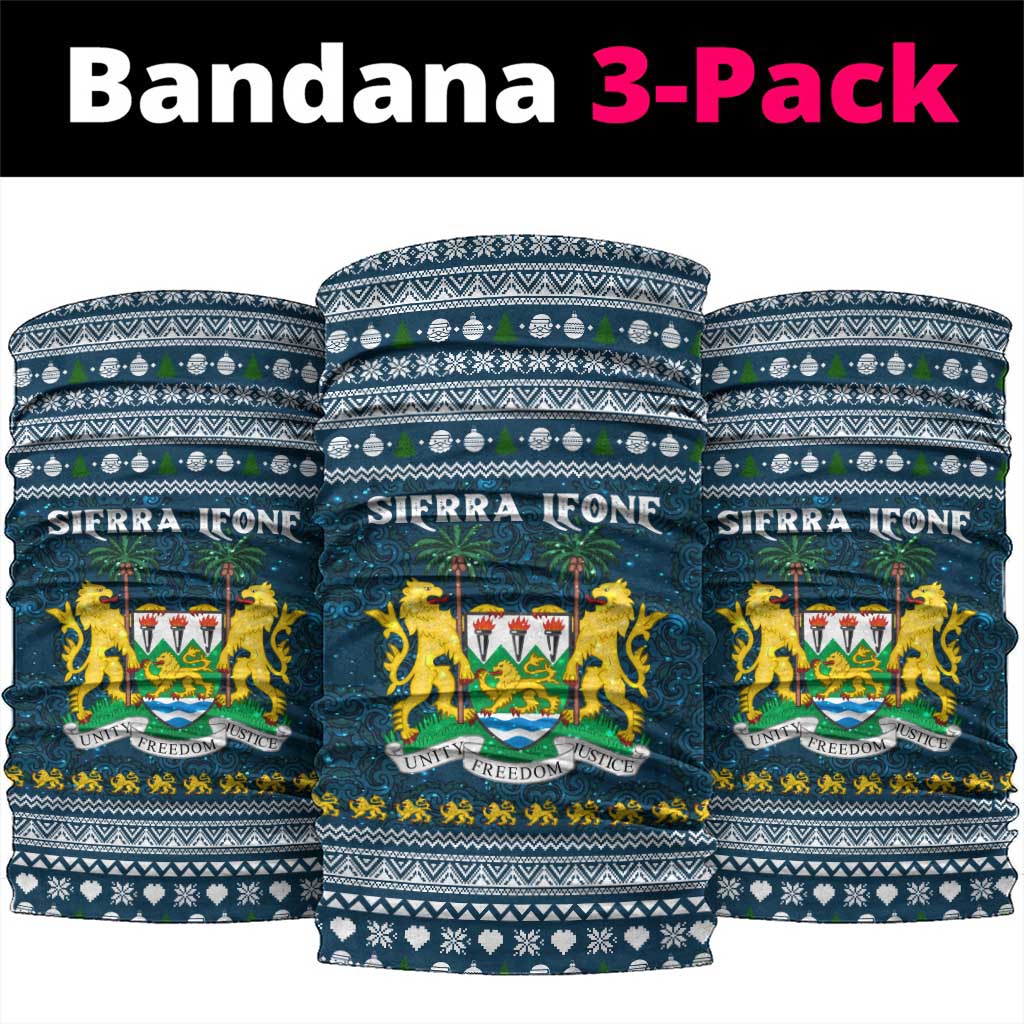 Sierra Leone Christmas Neck Gaiter Ornamental Coat of Arms and Festive Motif - African Pride