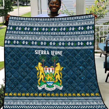 Sierra Leone Christmas Quilt Ornamental Coat of Arms and Festive Motif - African Pride