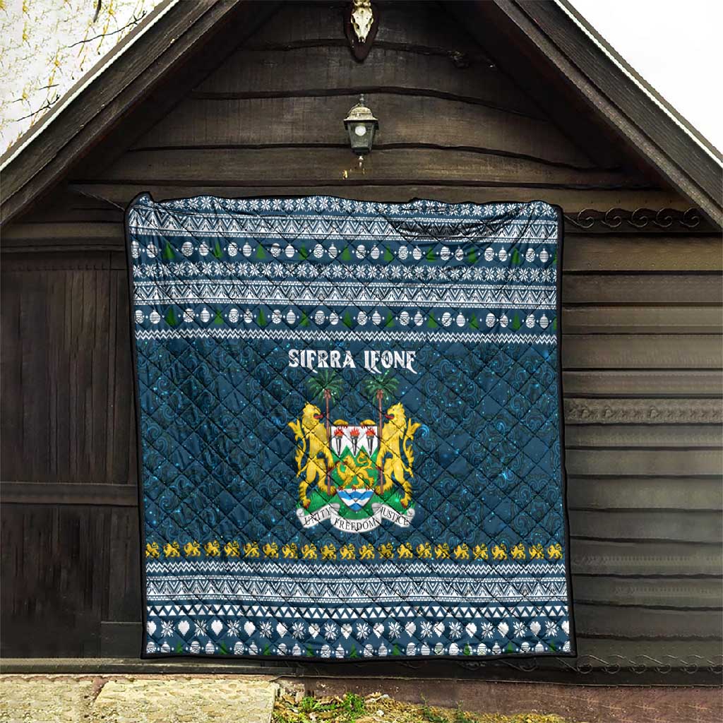 Sierra Leone Christmas Quilt Ornamental Coat of Arms and Festive Motif - African Pride