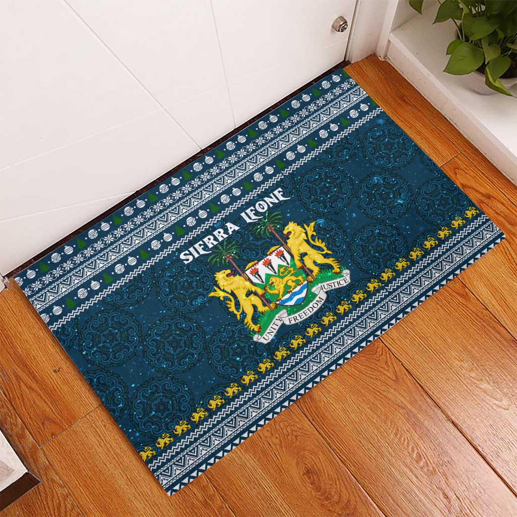 Sierra Leone Christmas Rubber Doormat Ornamental Coat of Arms and Festive Motif - African Pride