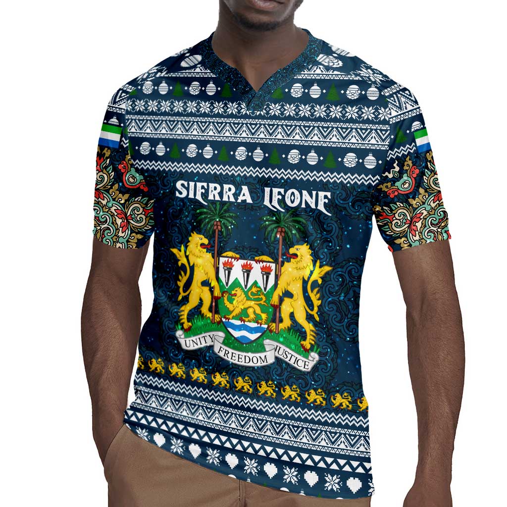 Sierra Leone Christmas Rugby Jersey Ornamental Coat of Arms and Festive Motif - African Pride