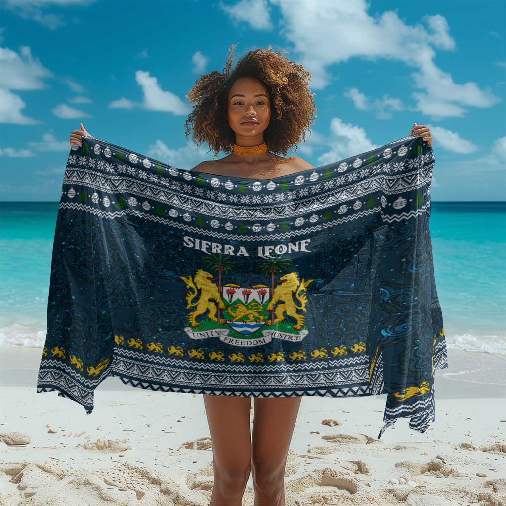 Sierra Leone Christmas Sarong Ornamental Coat of Arms and Festive Motif - African Pride