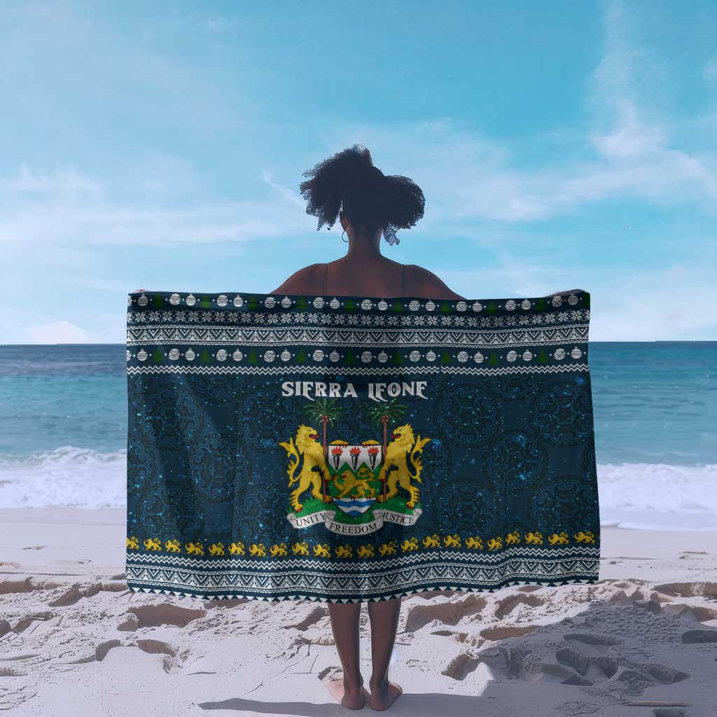 Sierra Leone Christmas Sarong Ornamental Coat of Arms and Festive Motif - African Pride