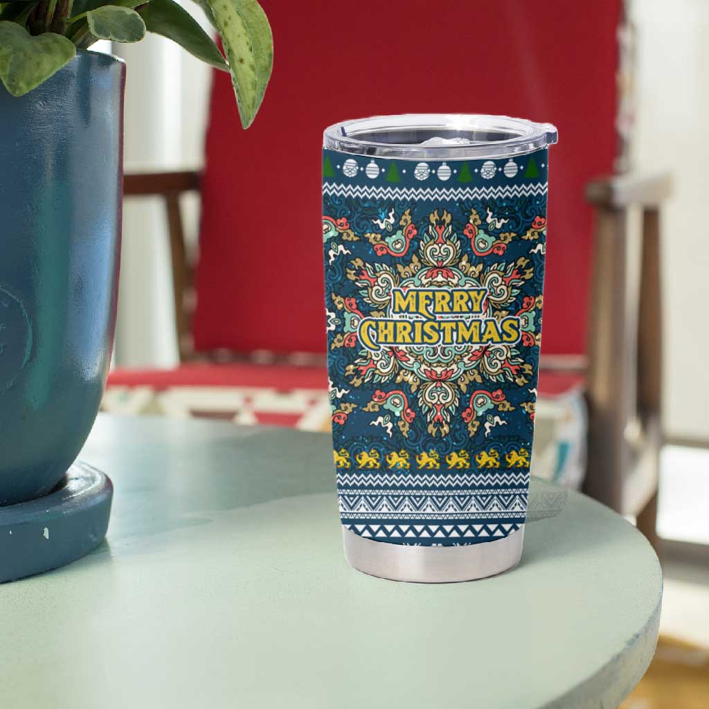 Sierra Leone Christmas Tumbler Cup Ornamental Coat of Arms and Festive Motif - African Pride