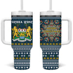 Sierra Leone Christmas Tumbler With Handle Ornamental Coat of Arms and Festive Motif - African Pride