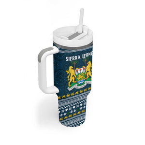 Sierra Leone Christmas Tumbler With Handle Ornamental Coat of Arms and Festive Motif - African Pride