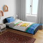 Sierra Leone Christmas Bedding Set Festive Pattern Golden Lion Emblem and Santa Sleigh - African Pride