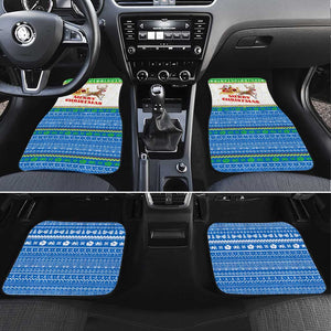 Sierra Leone Christmas Car Mats Festive Pattern Golden Lion Emblem and Santa Sleigh - African Pride
