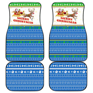 Sierra Leone Christmas Car Mats Festive Pattern Golden Lion Emblem and Santa Sleigh - African Pride