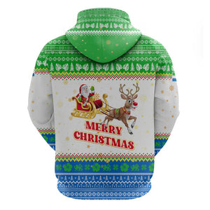 Sierra Leone Christmas Hoodie Festive Pattern Golden Lion Emblem and Santa Sleigh - African Pride
