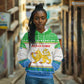 Sierra Leone Christmas Hoodie Festive Pattern Golden Lion Emblem and Santa Sleigh - African Pride