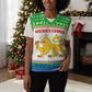 Sierra Leone Christmas Knitted V-Neck Vest Festive Pattern Golden Lion Emblem and Santa Sleigh - African Pride