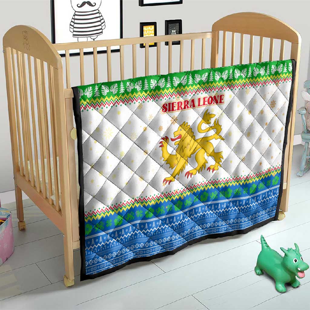 Sierra Leone Christmas Quilt Festive Pattern Golden Lion Emblem and Santa Sleigh - African Pride