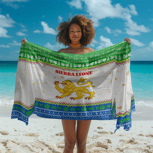 Sierra Leone Christmas Sarong Festive Pattern Golden Lion Emblem and Santa Sleigh - African Pride
