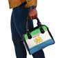 Sierra Leone Christmas Shoulder Handbag Festive Pattern Golden Lion Emblem and Santa Sleigh - African Pride