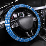 Sierra Leone Christmas Steering Wheel Cover Festive Pattern Golden Lion Emblem and Santa Sleigh - African Pride