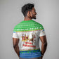 Sierra Leone Christmas T shirt Festive Pattern Golden Lion Emblem and Santa Sleigh - African Pride
