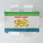 Sierra Leone Christmas Tablecloth Festive Pattern Golden Lion Emblem and Santa Sleigh - African Pride