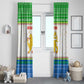 Sierra Leone Christmas Window Curtain Festive Pattern Golden Lion Emblem and Santa Sleigh - African Pride