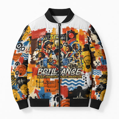 Black Inventors Bomber Puffer Jacket African American Inventions - Vintage Artistic Innovation Legacy