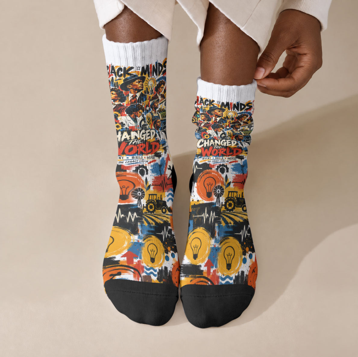 Black Inventors Crew Socks African American Inventions - Vintage Artistic Innovation Legacy