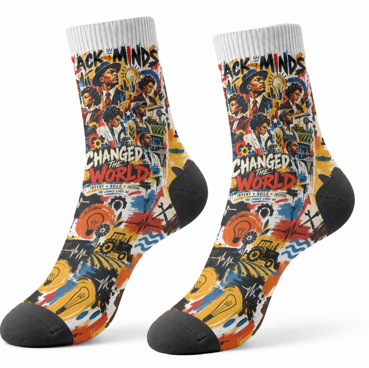 Black Inventors Crew Socks African American Inventions - Vintage Artistic Innovation Legacy