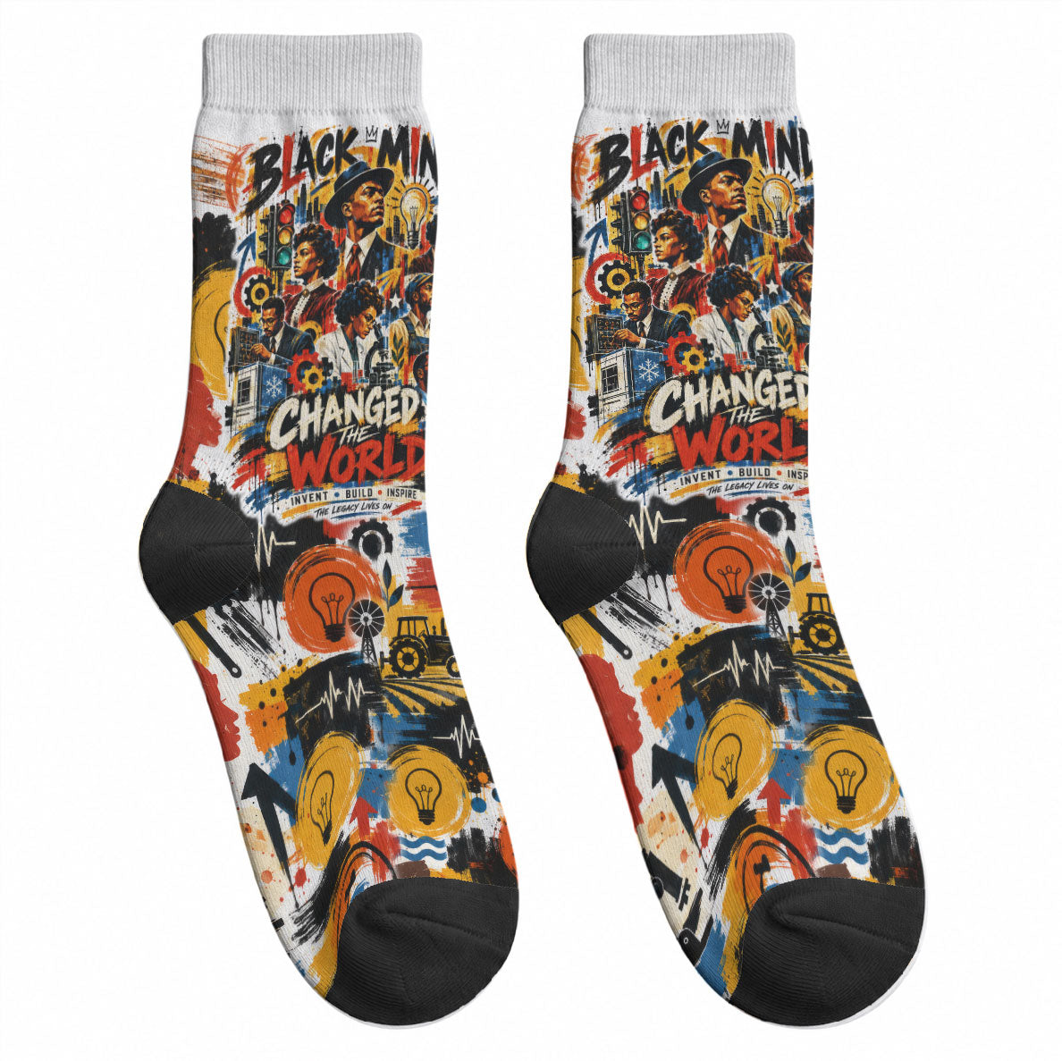 Black Inventors Crew Socks African American Inventions - Vintage Artistic Innovation Legacy