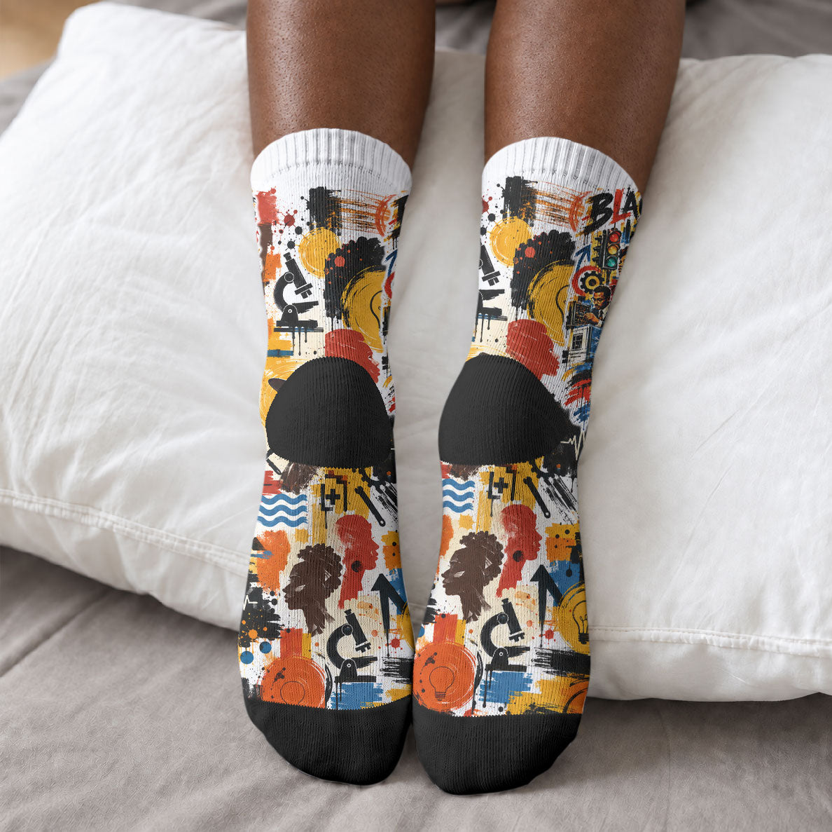Black Inventors Crew Socks African American Inventions - Vintage Artistic Innovation Legacy