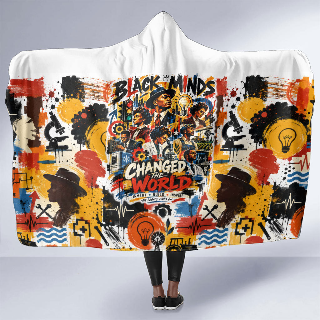 Black Inventors Hooded Blanket African American Inventions - Vintage Artistic Innovation Legacy