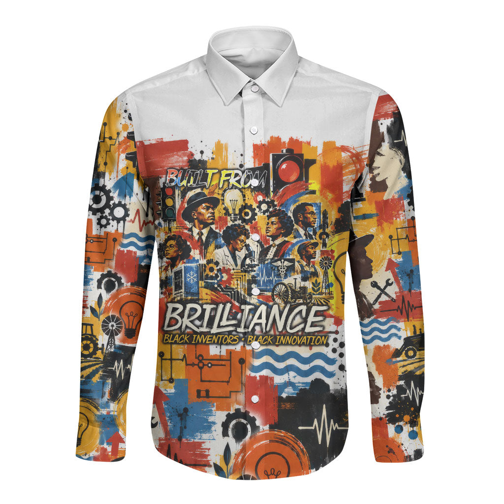Black Inventors Long Sleeve Button Shirt African American Inventions - Vintage Artistic Innovation Legacy