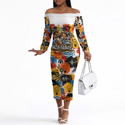 Black Inventors Off The Shoulder Long Sleeve Dress African American Inventions - Vintage Artistic Innovation Legacy