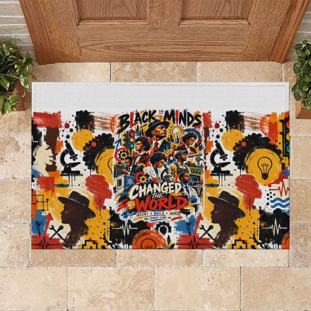 Black Inventors Rubber Doormat African American Inventions - Vintage Artistic Innovation Legacy