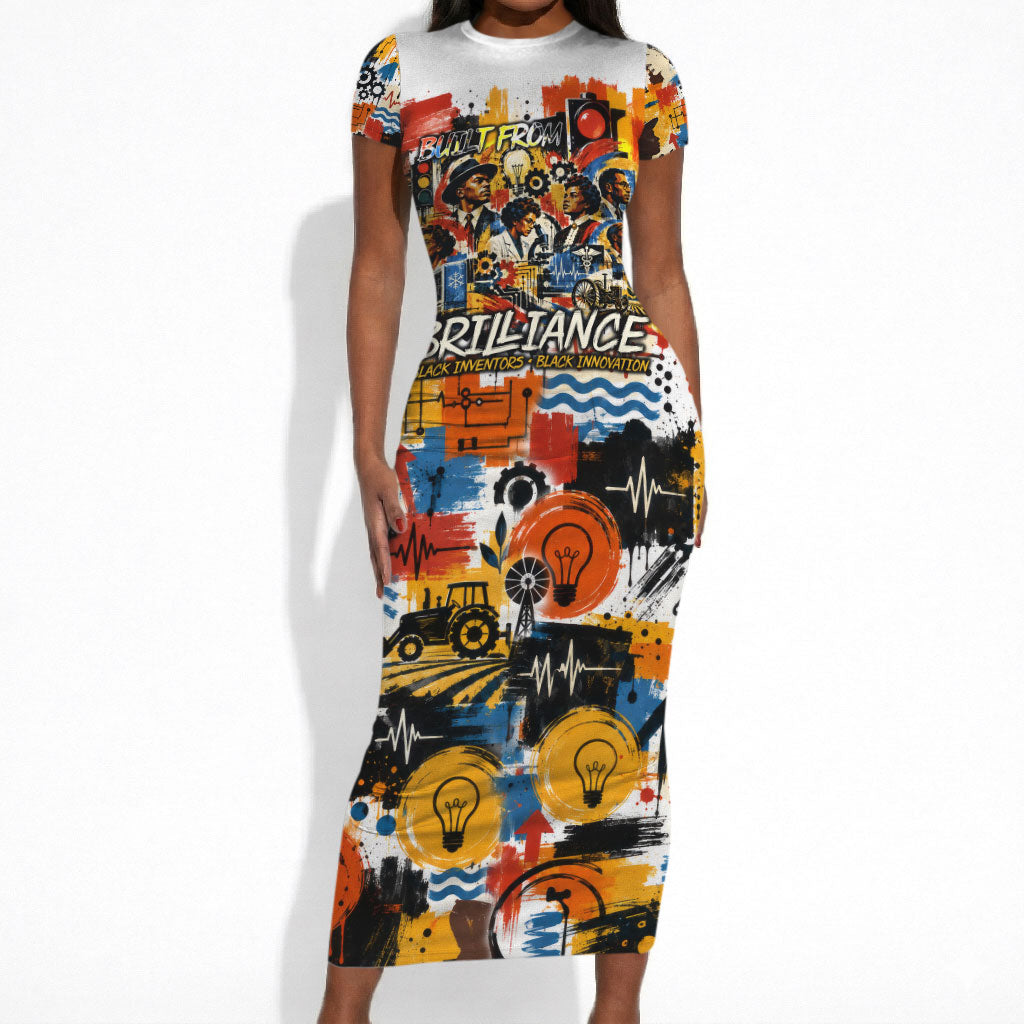 Black Inventors Short Sleeve Bodycon Dress African American Inventions - Vintage Artistic Innovation Legacy