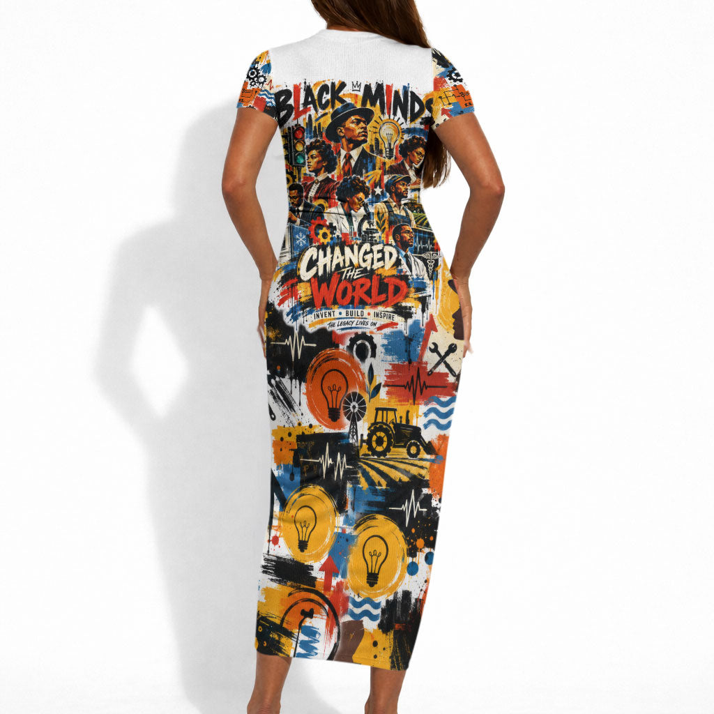 Black Inventors Short Sleeve Bodycon Dress African American Inventions - Vintage Artistic Innovation Legacy