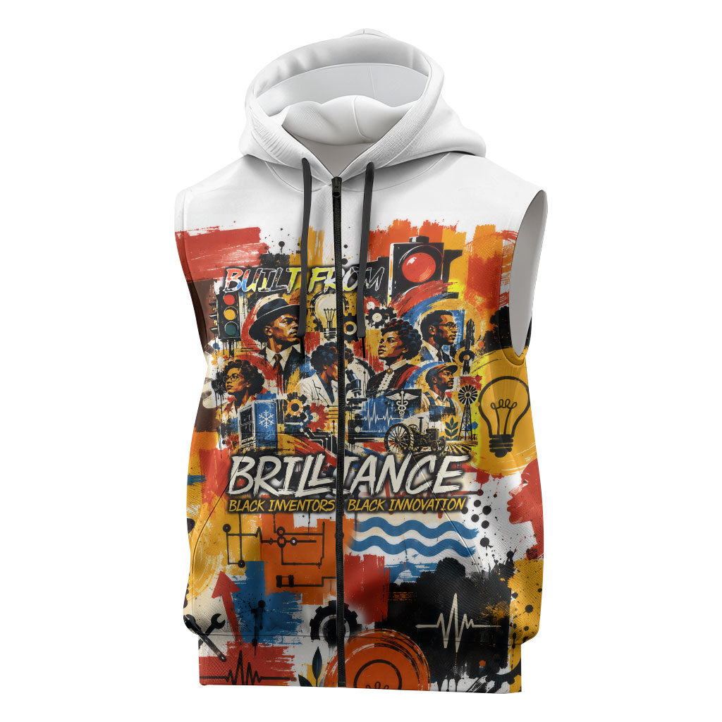 Black Inventors Sleeveless Zip Hoodie African American Inventions - Vintage Artistic Innovation Legacy