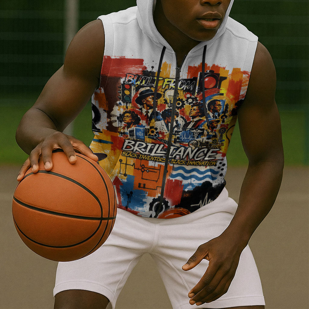 Black Inventors Sleeveless Zip Hoodie African American Inventions - Vintage Artistic Innovation Legacy