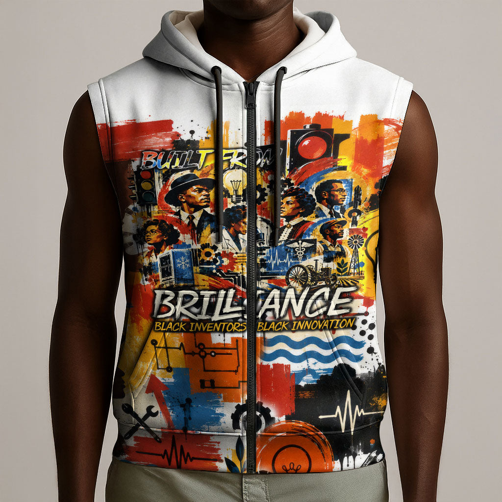Black Inventors Sleeveless Zip Hoodie African American Inventions - Vintage Artistic Innovation Legacy
