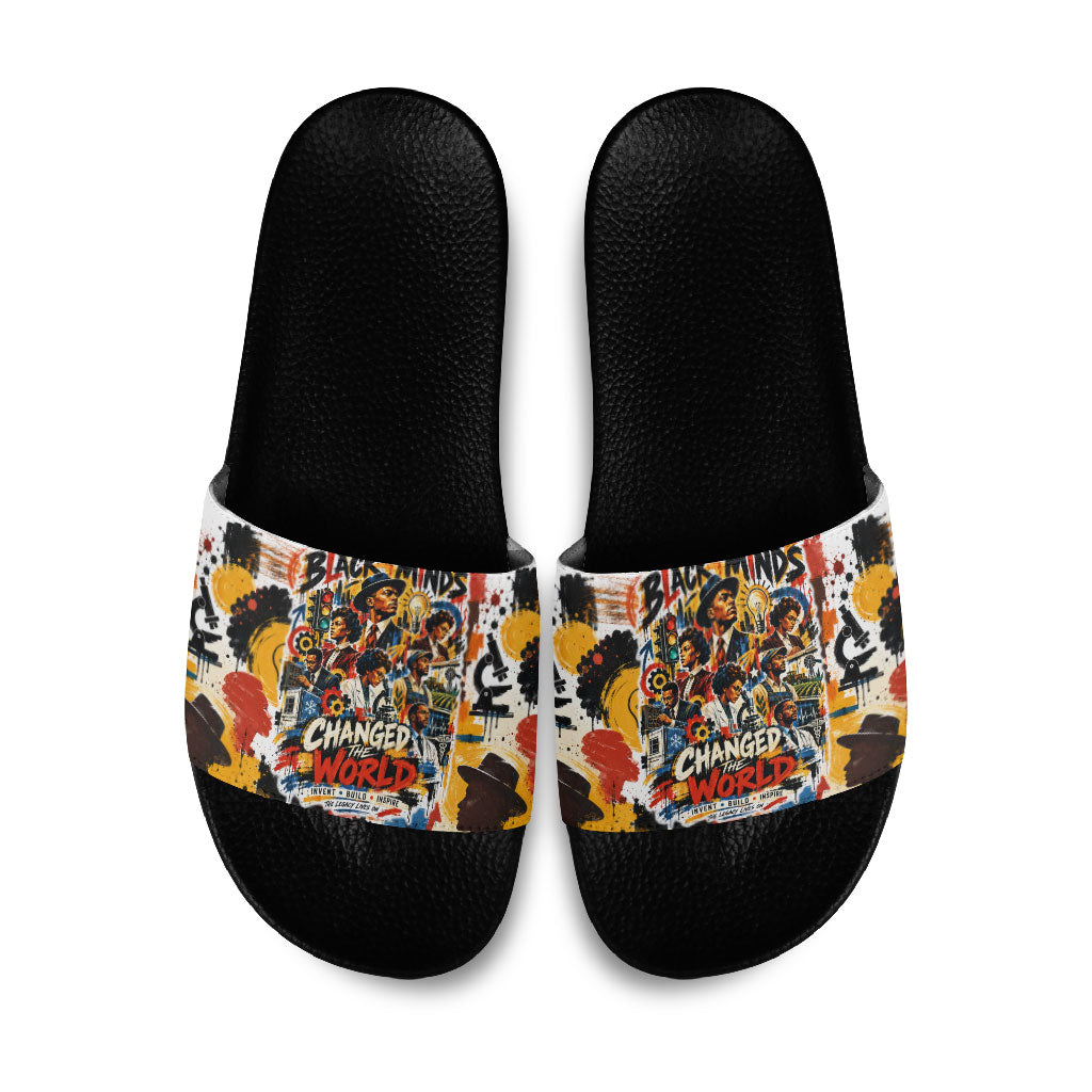 Black Inventors Slide Sandals African American Inventions - Vintage Artistic Innovation Legacy