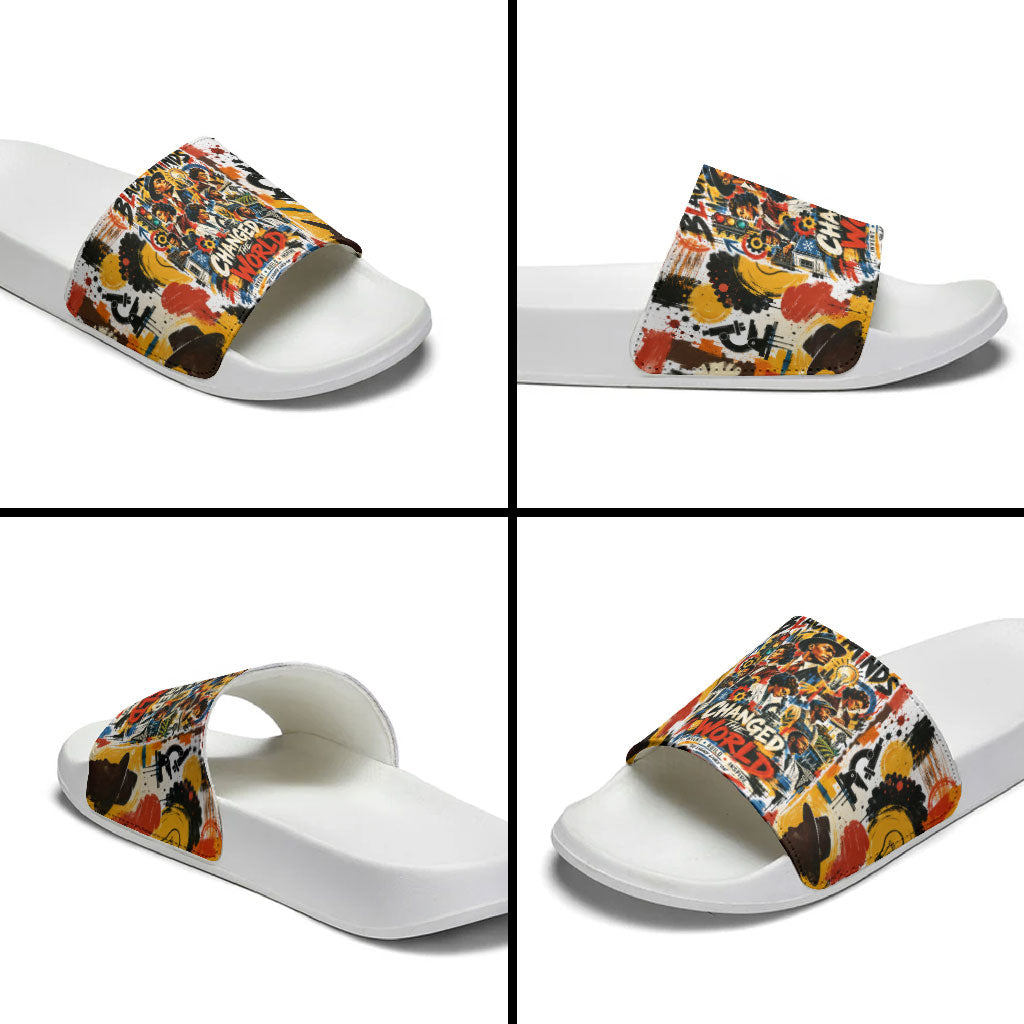 Black Inventors Slide Sandals African American Inventions - Vintage Artistic Innovation Legacy