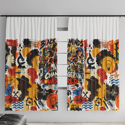 Black Inventors Window Curtain African American Inventions - Vintage Artistic Innovation Legacy