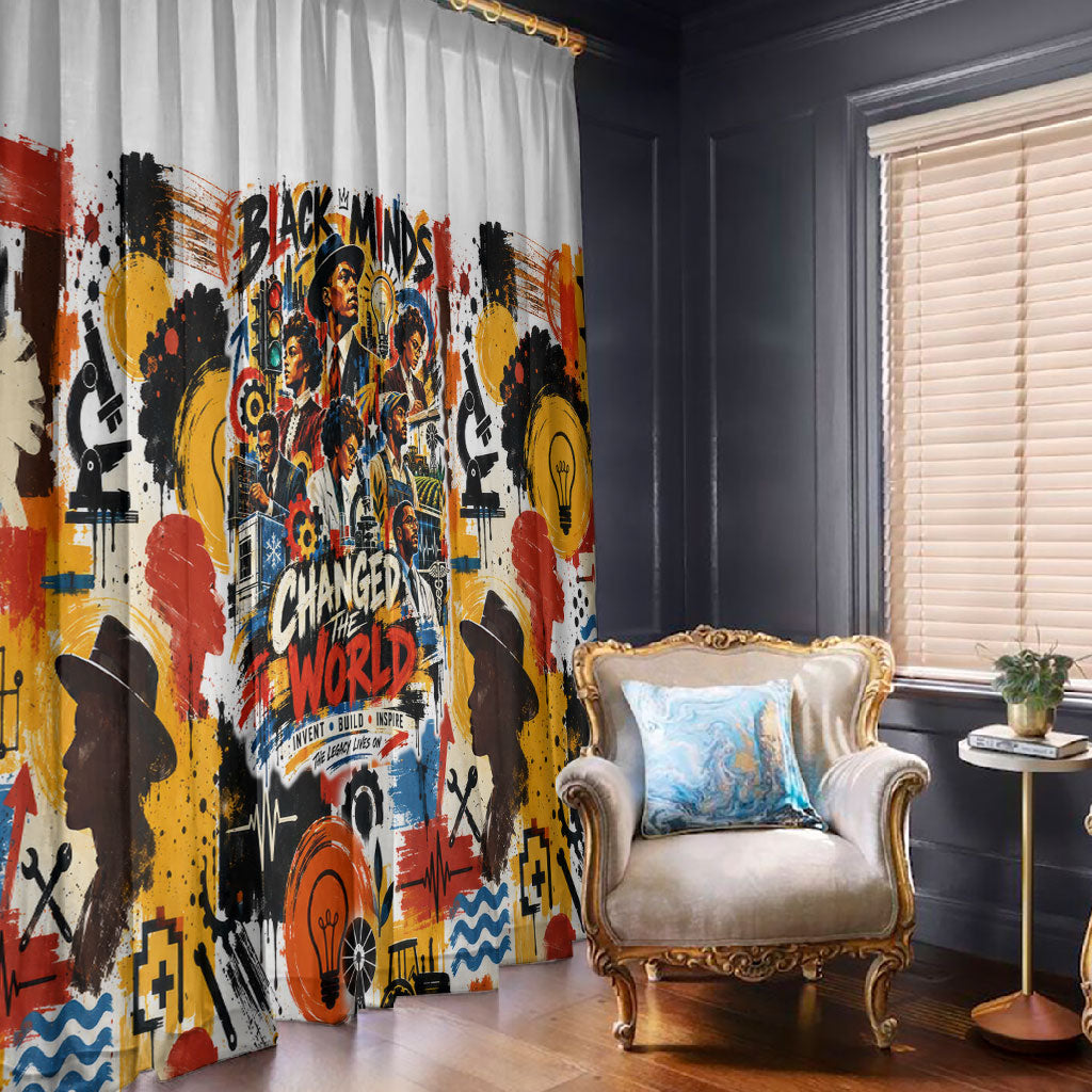 Black Inventors Window Curtain African American Inventions - Vintage Artistic Innovation Legacy