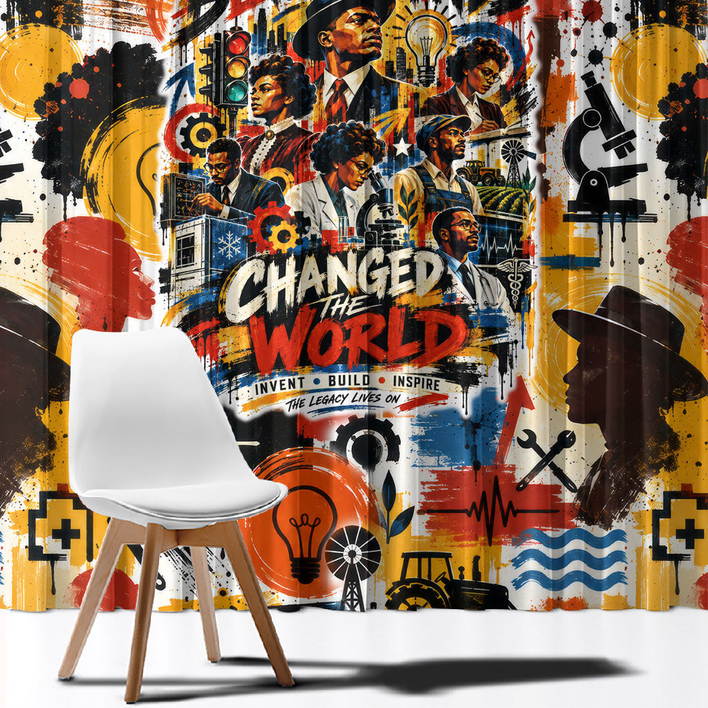 Black Inventors Window Curtain African American Inventions - Vintage Artistic Innovation Legacy