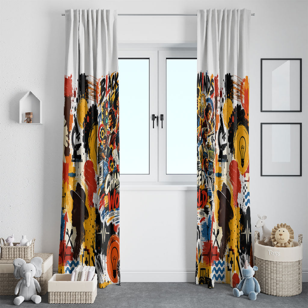 Black Inventors Window Curtain African American Inventions - Vintage Artistic Innovation Legacy