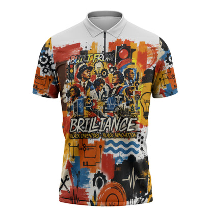 Black Inventors Zipper Polo Shirt African American Inventions - Vintage Artistic Innovation Legacy